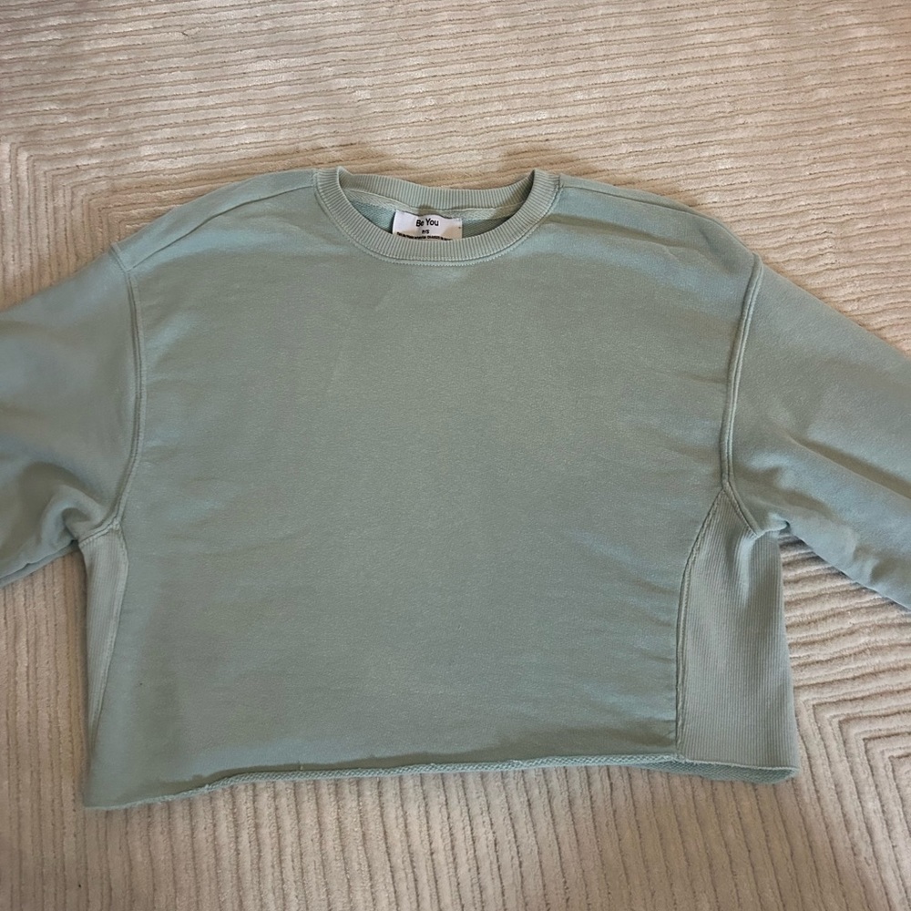 Be You Light Green Cropped Sweatshirt
